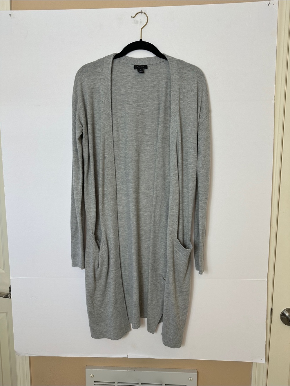 Halogen Light Gray Open-Front Long Cardigan